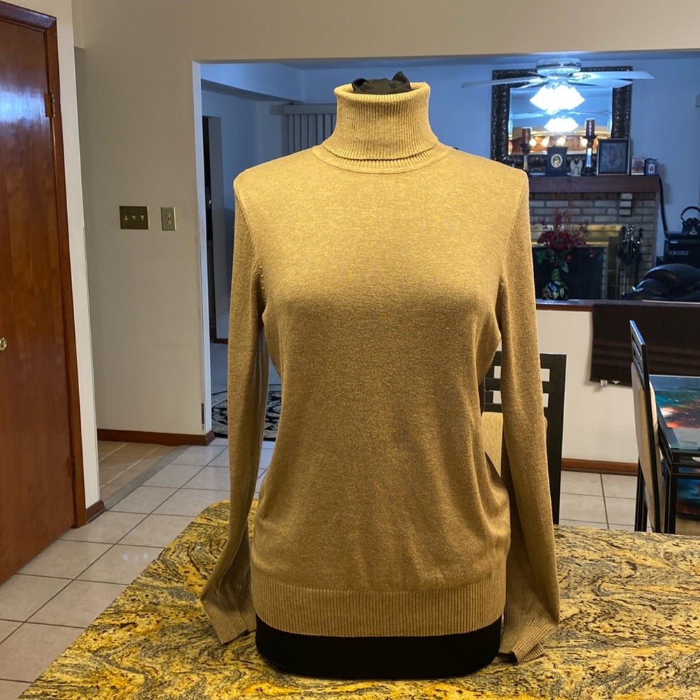 Joseph A turtleneck, tan/ taupe, Excellent condition measurements below